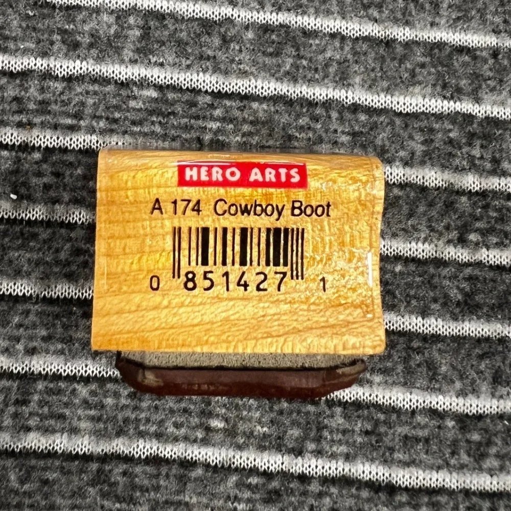 Hero Arts Cowboy Boot Rubber Stamp Unisex OS Tan Excellent Wood Block A 174